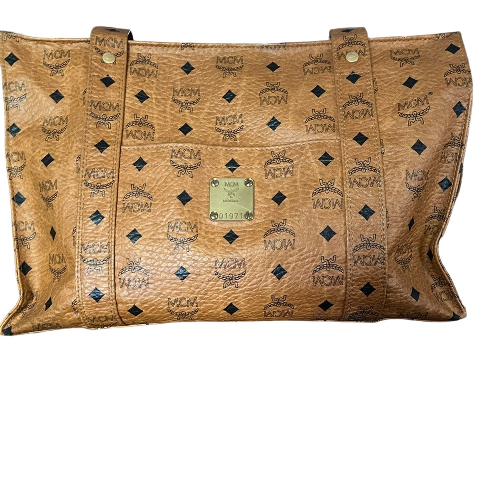 MCM Cognac Visetos Briefcase Work Bag Shoulder Heritage Shopper Vintage Q1971 - Picture 4 of 15